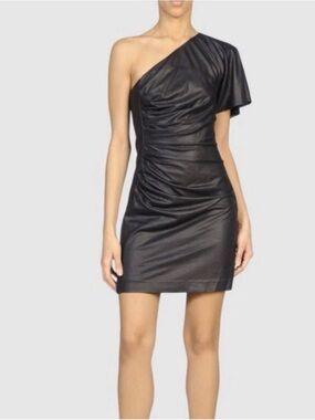 Catherine Malandrino Black One-Shoulder Ruched Mini Dress - Homecoming